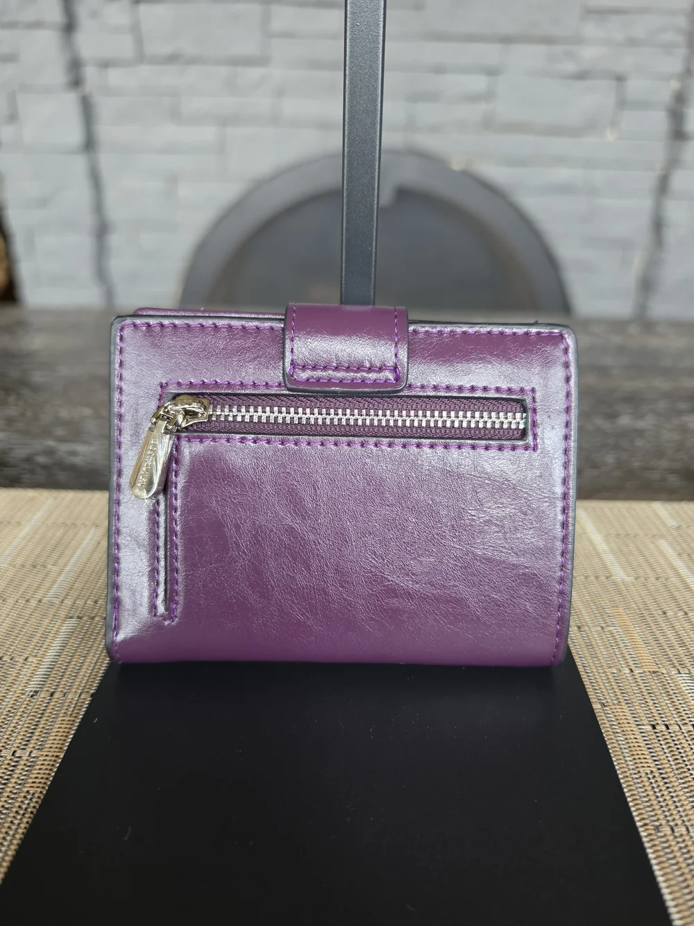 Bostanten Purple Leather Snap Wallet